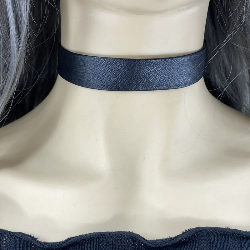 Choker polyurethane short necklace, 30 cm, black, widths 0.5–2 cm