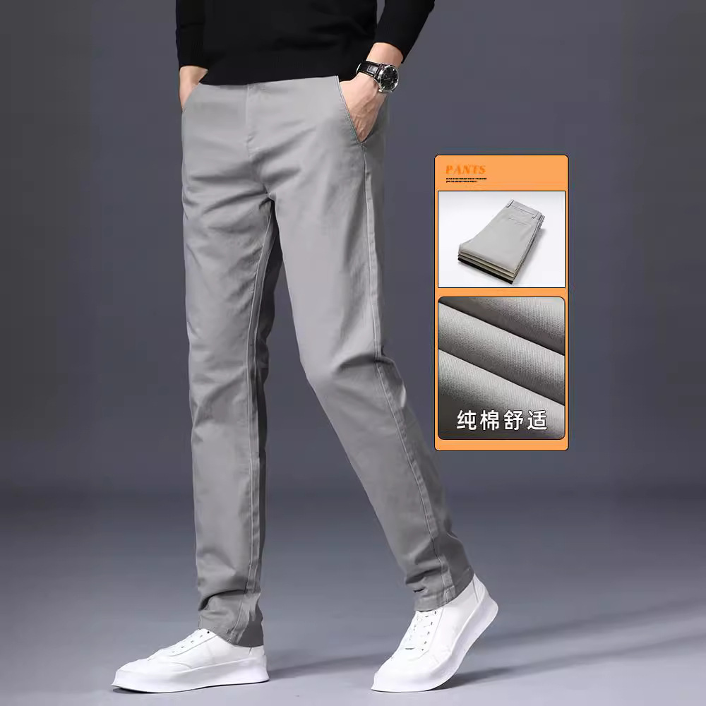 Spring and Summer Casual Pants Men's Loose Straight Cotton Long Pants Men's 2023 New Summer Trendy Brand Stretch Pants