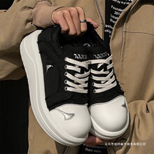 汪苏泷笑脸大头鞋男情侣白鲸板鞋厚底增高米奇帆布鞋国潮面包鞋女