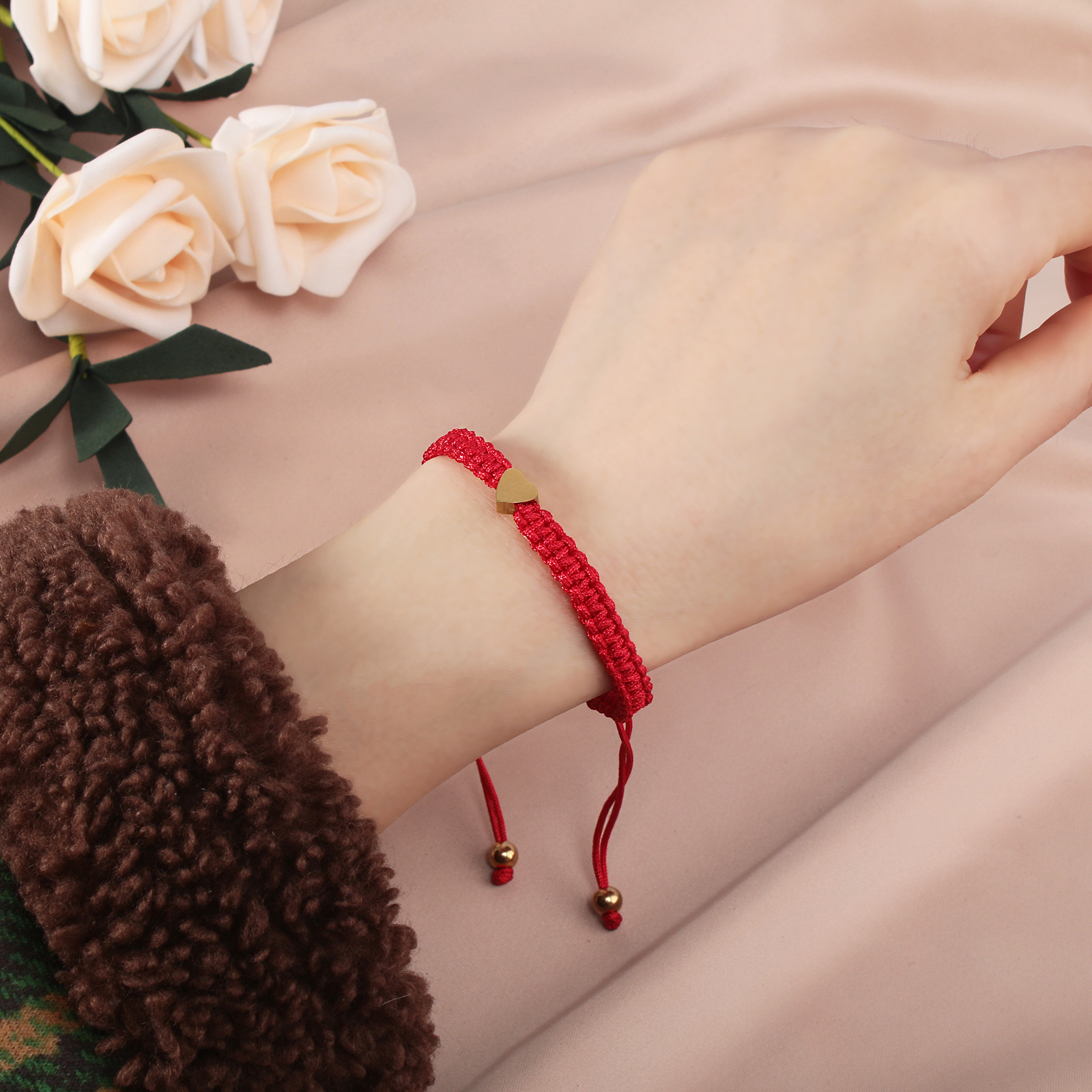9g Weight 304 Stainless Steel Pendant Material 1 Piece Simple Style Heart Shape Stainless Steel Nylon Unisex Bracelets