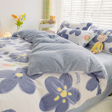 冬季加厚牛奶绒四件套双面加绒保暖法莱珊瑚绒床上用品防静电被套