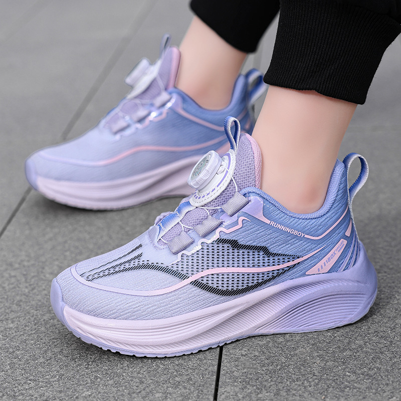 Zapatos de botón para niños, zapatos de corrida profesionales de carbono para estudiantes, redes transpirables, nuevos zapatos de entrenamiento para niños y niñas
