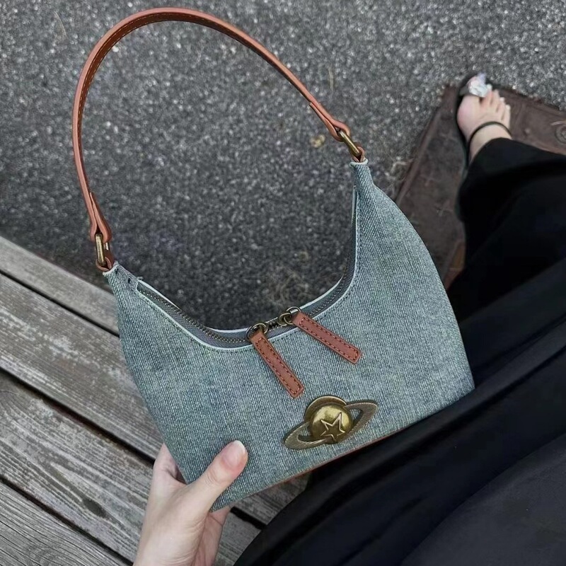 New Style Underarm Bag, Wandering Planet Shoulder Bag, Versatile Handbag, Niche Denim Underarm Bag Wholesale New Style Underarm Bag, Wandering Planet Shoulder Bag, Versatile Handbag, Niche Denim Underarm Bag Wholesale