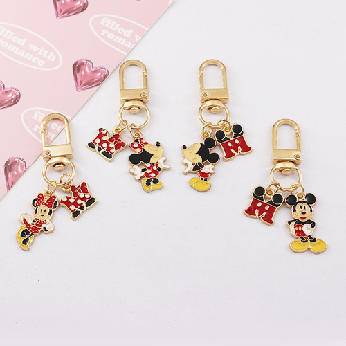 Cartoon metal cute Mickey and Minnie Mouse keychain AirPods bag keychain pendant exquisite pendant