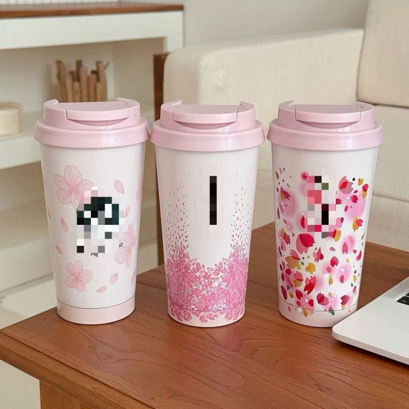 星爸樱花世界咖啡杯304不锈钢高颜值保温杯大容量车载水杯500ml|undefined