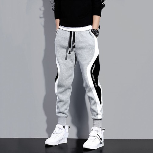 Harlan Pants Korean Style Trendy Tied-In Hem Sweatpants Loose Black and Gray Striped Athletic Pants Slim Men's Casual Long Pants