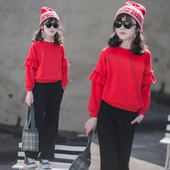 女童冬裝套裝2023新款冬季洋氣時髦童裝女大童兒童運動秋冬款衛衣