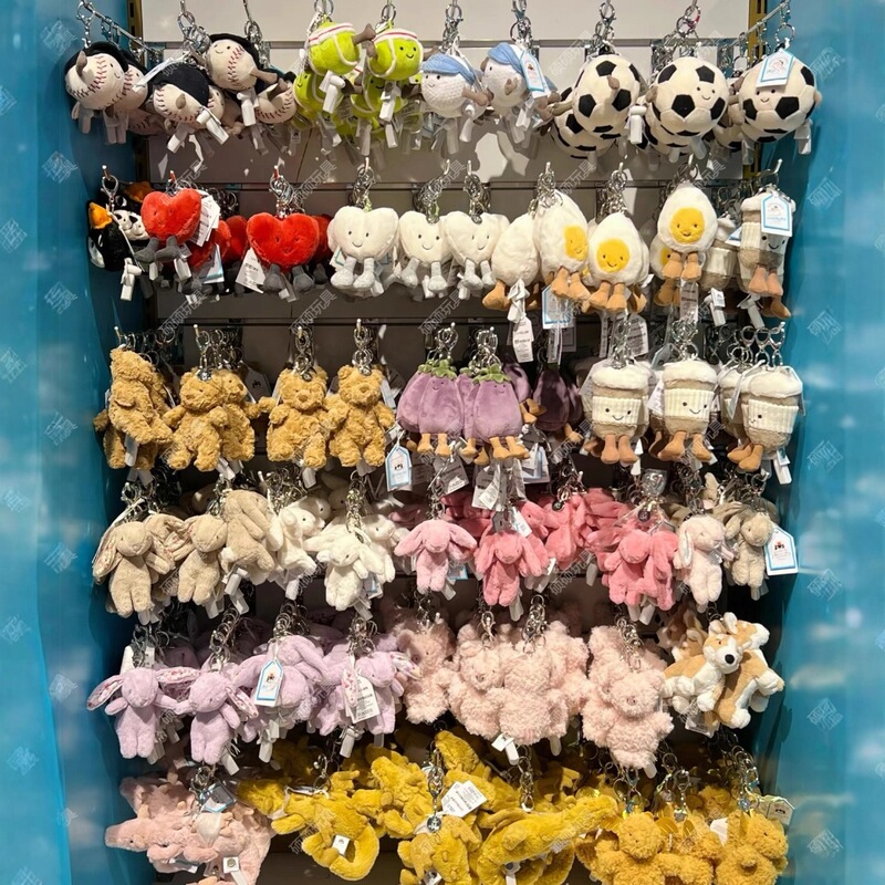 Jellycat Keychains with All Tags and Stamps, Including Barcelona Bear, Eggplant, and Croissant Styles, Available for Wholesale Gifts Jellycat Keychains with All Tags and Stamps, Including Barcelona Bear, Eggplant, and Croissant Styles, Available for Wholesale Gifts
