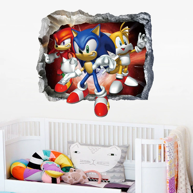 Мультфильм аниме наклейка Соник настенная наклейка для детской спальни украшение стены самоклеящийся плакат искусство граффити наклейка