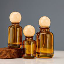 茶色避光玻璃香水瓶球形盖香水分装瓶按压喷雾瓶便携式化妆品瓶子