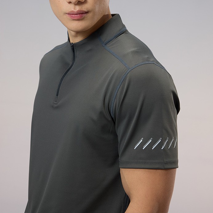 Camiseta para hombre al aire libre verano de secado rápido transpirable casual cuello alto polo de manga corta deportiva media cremallera ropa de secado rápido para hombre