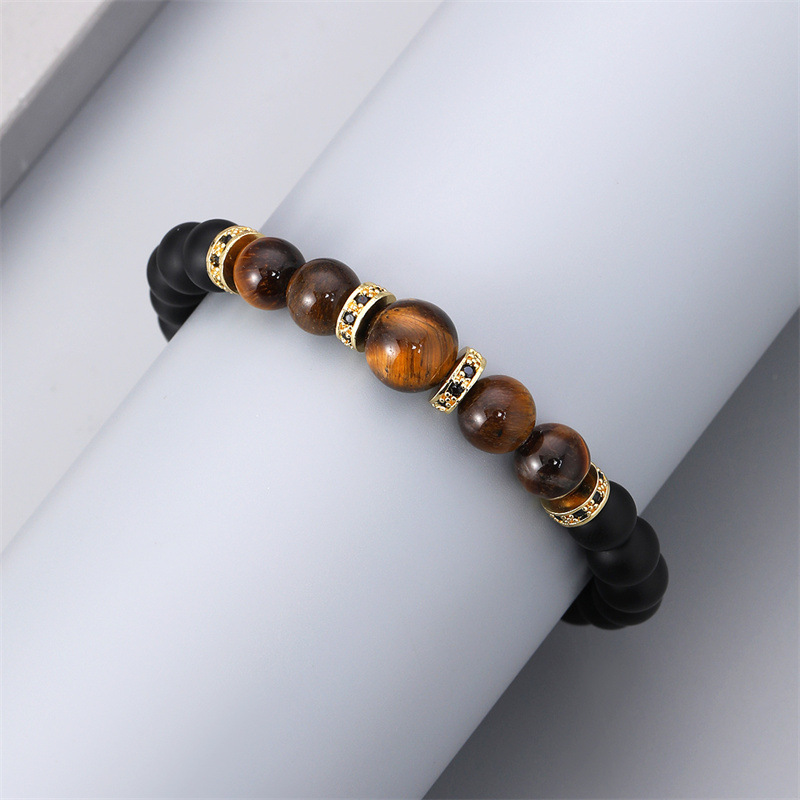 Europa y América esmerilado Tigre Ojo de Piedra de Los Hombres pulsera de cuentas DIY transfronteriza estación independiente 8/10mm Ojo de Tigre amarillo pulsera de piedra