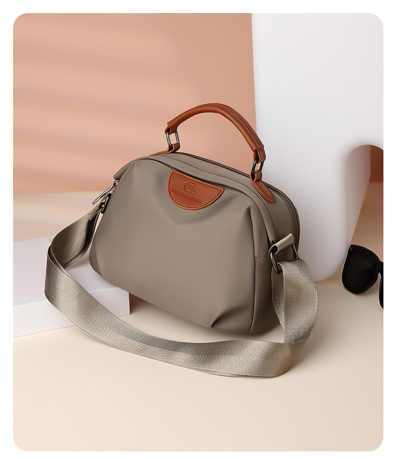 Top Handle, Sling Strap Strap Type Women's Oxford Cloth Solid Color Basic Pillow Shape Zipper Crossbody Bag