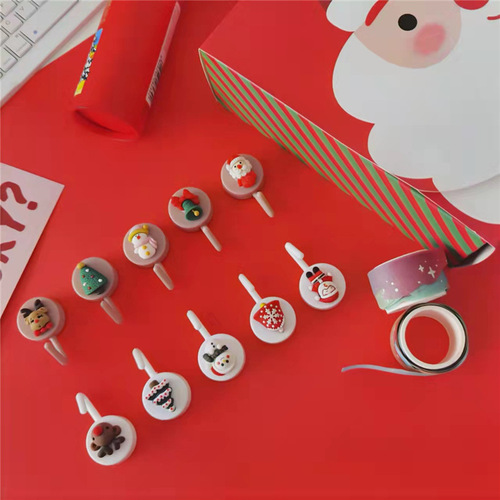 Creative Cartoon Hook Christmas Snowman Old Man Elk Seamless No-Punch Sticky Hook Strong Sticky Hook