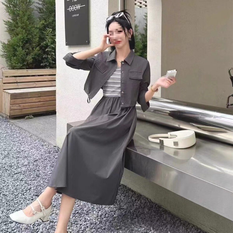 New Product: Polyester Workwear Dress for Women, 2025 Early Autumn New Style, Long-Sleeve Jacket for Petite Figures Paired with a Vest