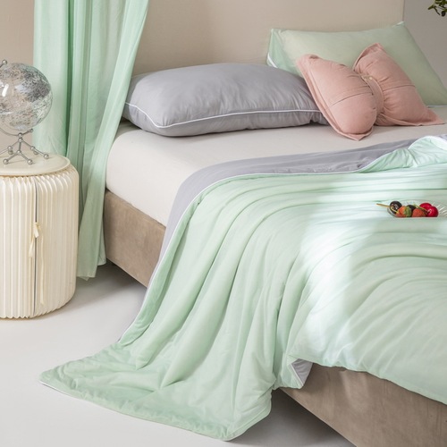 Class A Ice Cream Cooling Silk Summer Cooling Quilt Summer Quilt Solid Color Air Conditioning Quilt Machine Washable Summer Ice Silk Thin Quilt Wholesale
