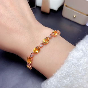 Authentic [egg shape] yellow crystal temperament color treasure bracelet female s925 sterling silver gold plated rose gold genuine goods