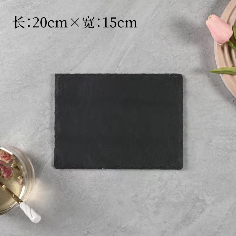 Platos de roca negra platos de pizarra natural platos de pizarra japonés platos de filete postre cojín de sushi
