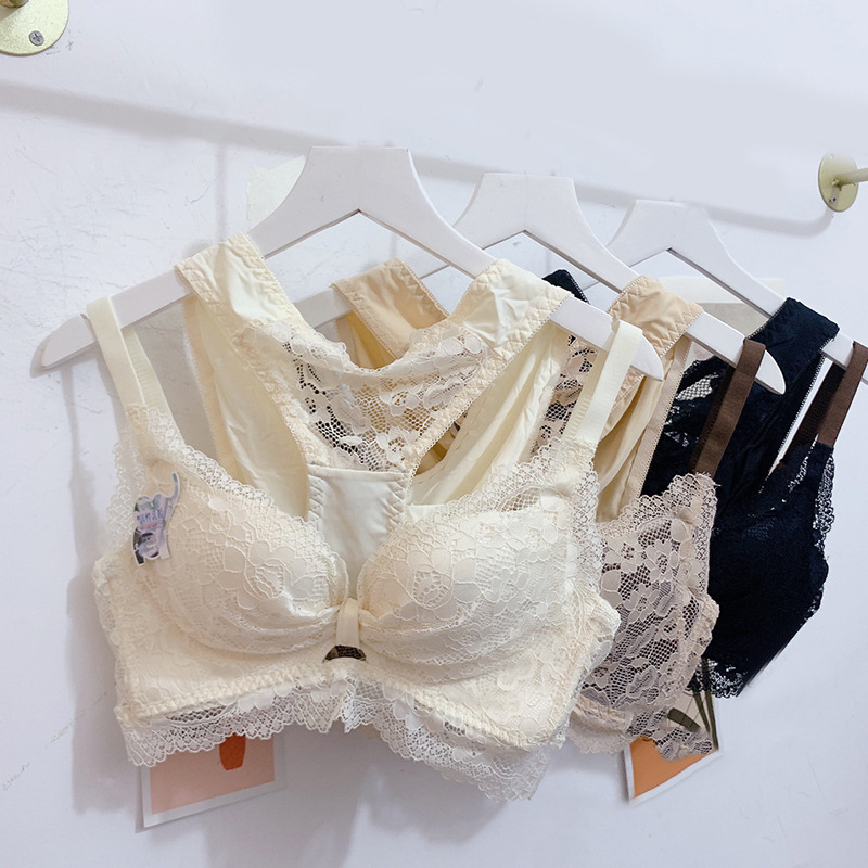 Spring and Summer Latex Underwear Push-up Small Chest Showy Big Breast Anti-sagging Lace Without Steel Ring Thin Sexy Bra