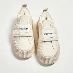 Real rabbit fur biscuit shoes 2024 winter new white shoes women's casual all-match bread shoes thick-soled loafers women's shoes