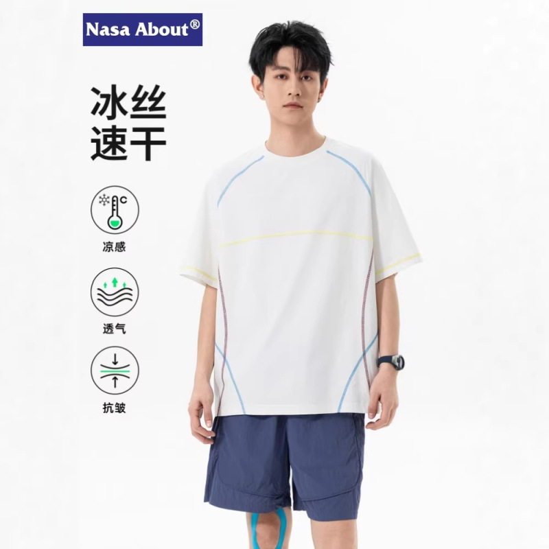 Nasa American-Style Color-Blocked Raglan Short-Sleeve T-Shirt for Men, Summer Thin, Cool, Breathable, Lightweight Men's Sports Top Nasa American-Style Color-Blocked Raglan Short-Sleeve T-Shirt for Men, Summer Thin, Cool, Breathable, Lightweight Men's Sports Top