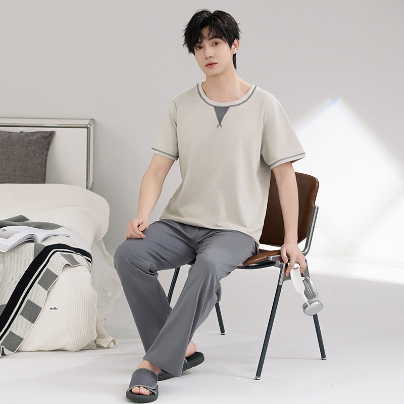 Pijamas de hombre verano algodón puro 2025 nuevo verano fresco algodón fresco pantalones de manga corta se pueden usar al aire libre traje de servicio a domicilio