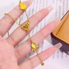 金店同款古法沙金24k亮金色碎冰冰葫芦项链女 爆闪碎冰冰葫芦手链