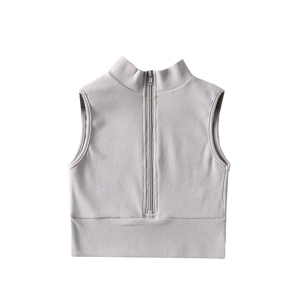 Plain collar zip tank top NSAC48763