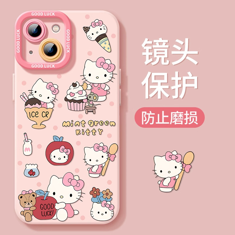 スイートハートキティ猫 Apple 16promax 携帯電話ケース iphone15 ピンク 14 シリコーン 13 ストラップ付き 12|undefined