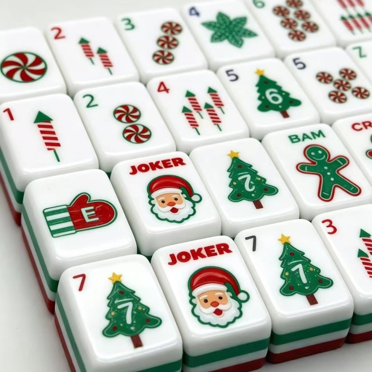 (Ships within 24 hours) Supply of foreign trade mahjong, red Christmas style mahjong, American mahjong, American mahjong acrylic