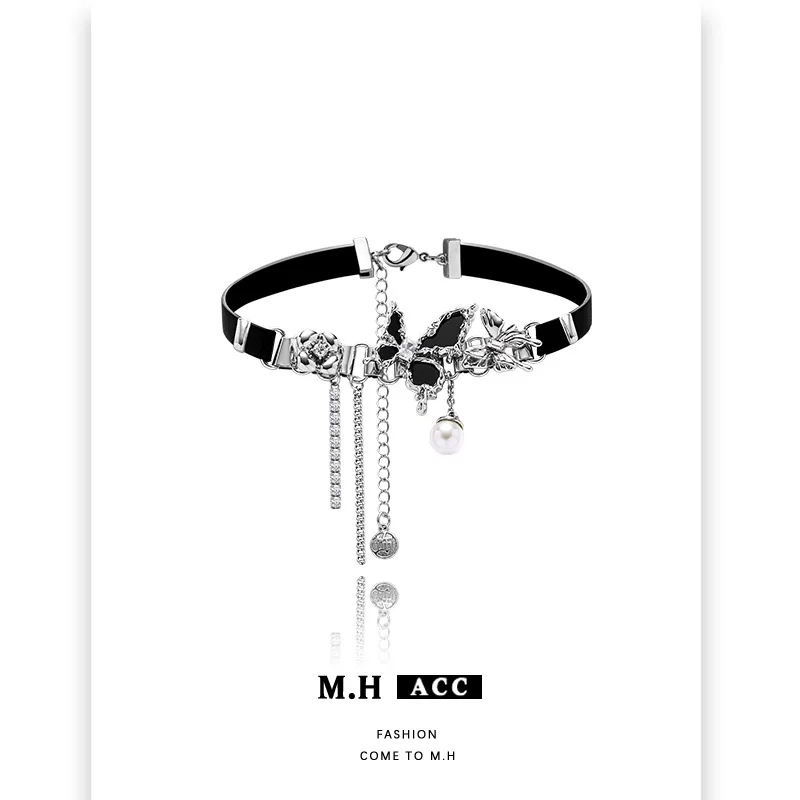 Черный чокер с жемчужиной, стиль хип-хоп легкая роскошь