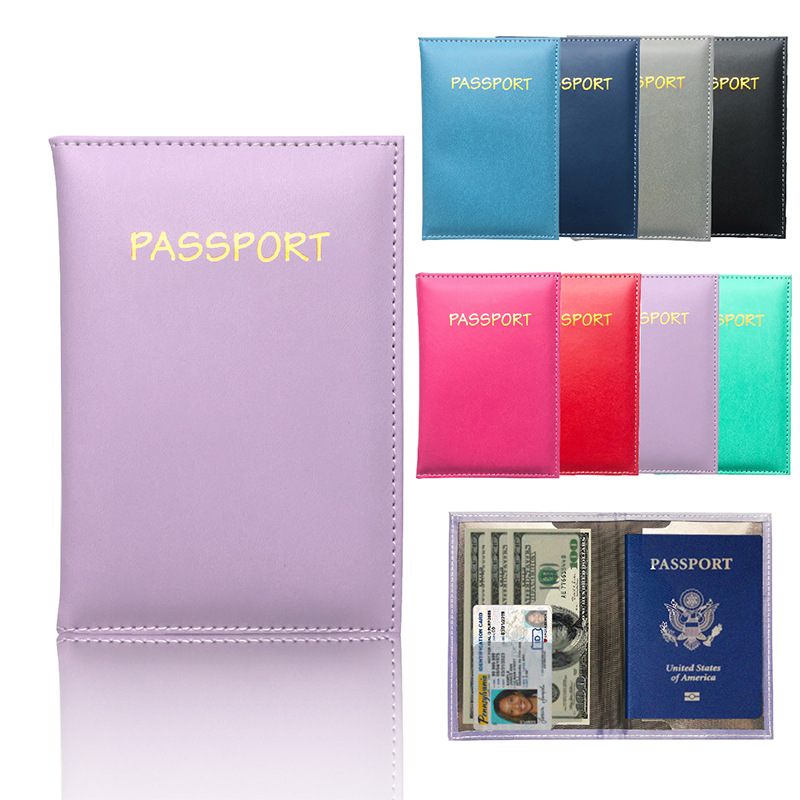 Wholesale cross-border plain imitation leather PU transparent double-layer film holder, can clip airline tickets, ID cards, passports, protective cover, passport case