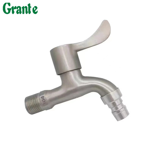 Brushed washing machine faucet imitation 304 stainless steel washing machine faucet 4 points single cold alloy brushed quick opening faucet
