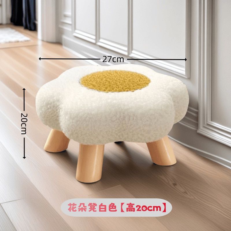 Taburetes de madera maciza de flores lindas, taburetes de cambio de zapatos de puerta de casa, taburetes de mesa de té de balcón, taburetes bajos para niños image 7