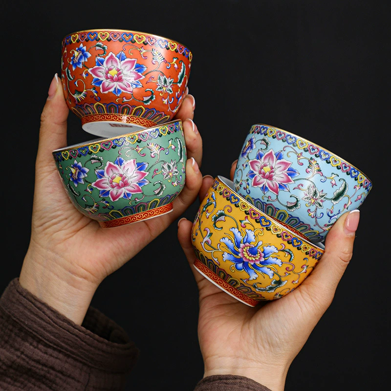Enamel, ceramic tea cup, tea set, Birthday gift