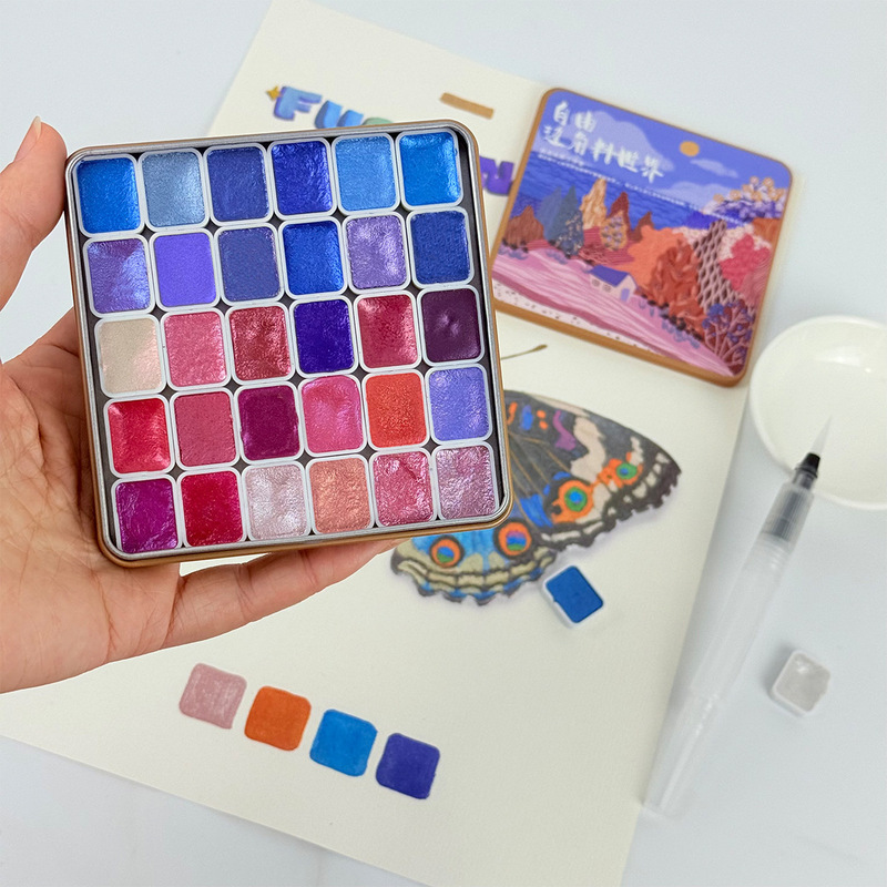 Fuguang Color Pearlescent Solid Watercolor Nail Art Watercolor Flower Dyeing Pigment Painting Set Washable and High-Looking