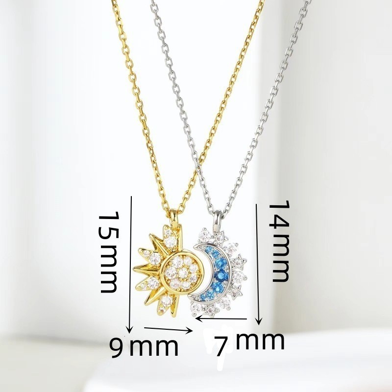 Stacked Star Moon Clavicle Chain Embracing Sun and Moon Pendant Necklace Body Jewelry detail image 13