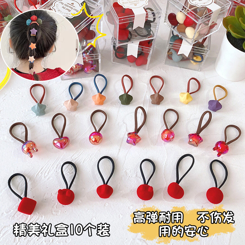 10-Piece Set of Cute Cartoon Elastic Headbands for Girls, Non-Damaging Hair Ties, Hair Accessories Set for Kids