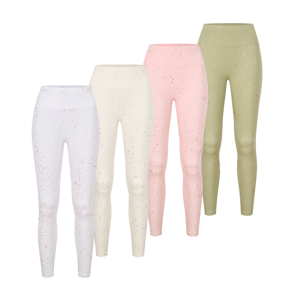 [Spot] LD nueve pantalones dorados de cintura alta, caderas desnudas, pantalones de pilates para mujeres.