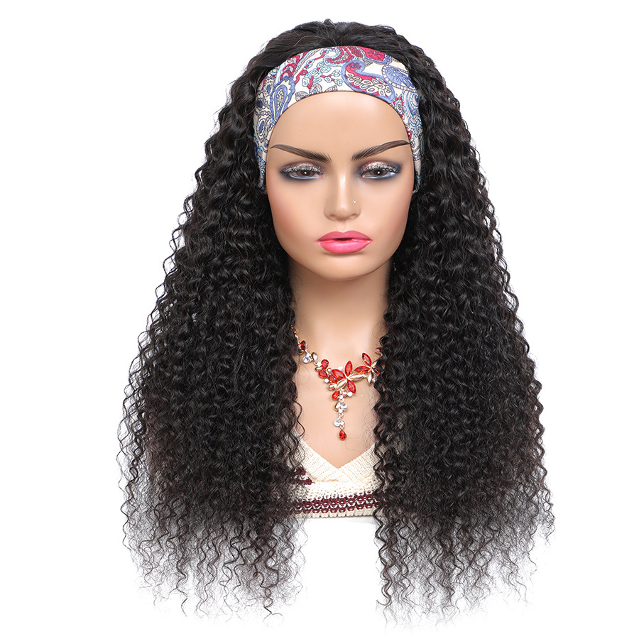 Human hair head band wigs 150% density l...