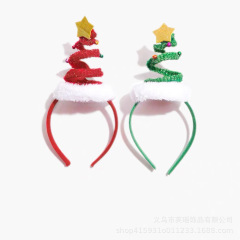 跨境圣诞树发箍 儿童圣诞节表演派对头箍卡通弹簧五角星铃铛头箍