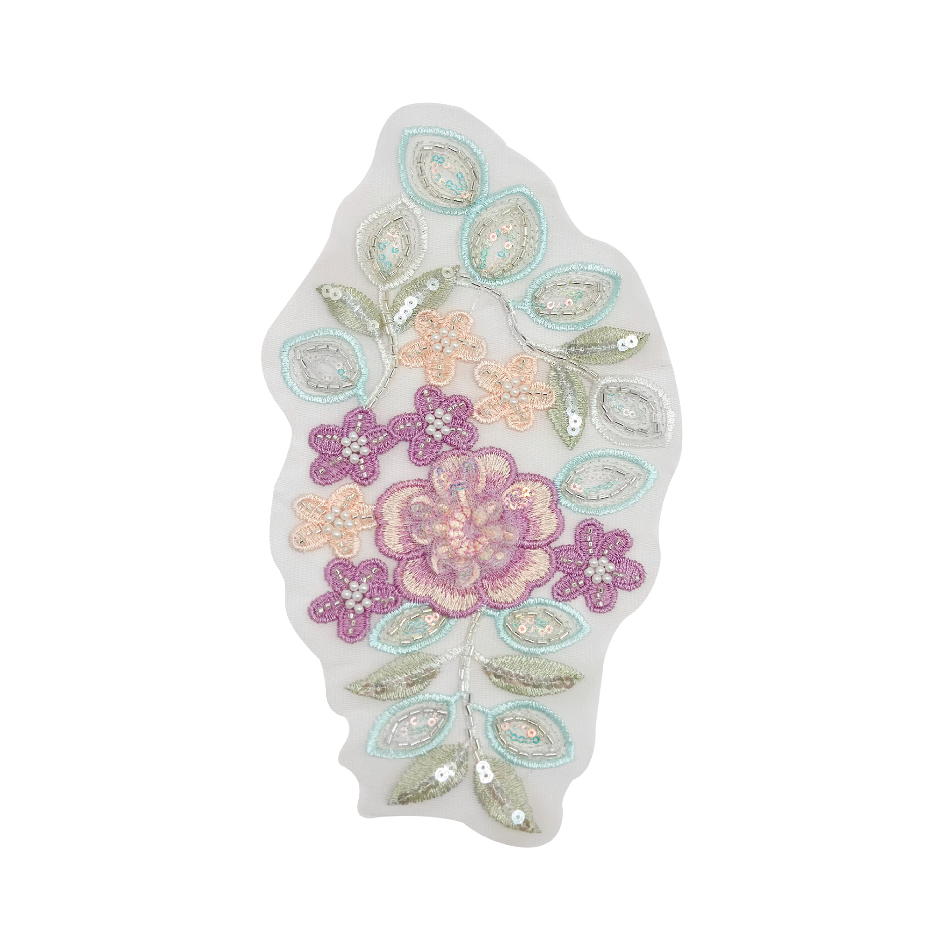 Hermoso hilo de malla bordado tridimensional tela de flores de color pegada ropa de rendimiento ropa de baile accesorios ropa de chicas