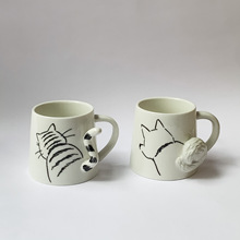 ins風陶瓷水杯 貓咪馬克杯 兔子高顏值瓷水杯家用早餐杯