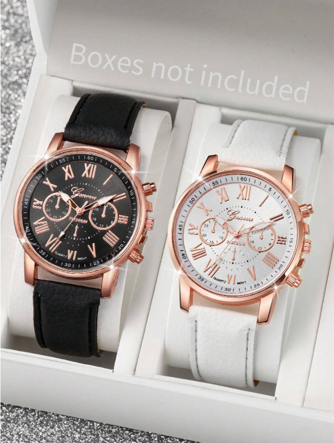 Nuovo orologio con cinturino in pelle PU Orologio al quarzo Three Eyes Geneva Orologio alla moda per coppie Orologio classificato_voghion.com