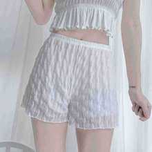 蕾丝安全裤防走光女双层打底裤可外穿薄款不卷边宽松三分保险短裤