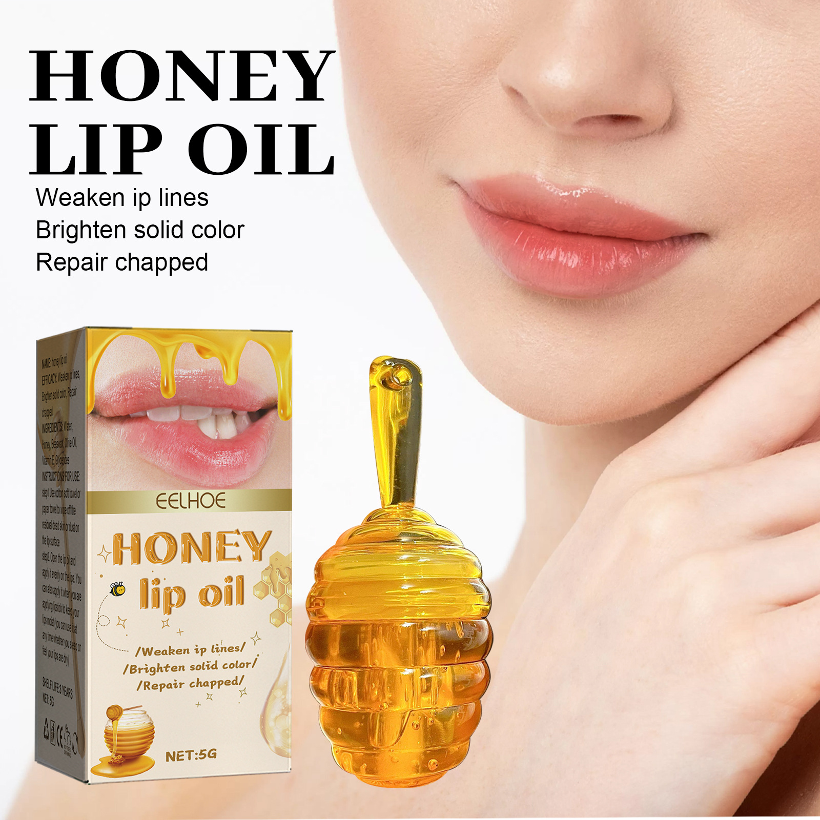 EELHOE Honey to Lighten Lines, Prevent Dry Cracks, Skin Peeling, Lips, Moisturize, and Protect Lip Oil_voghion.com