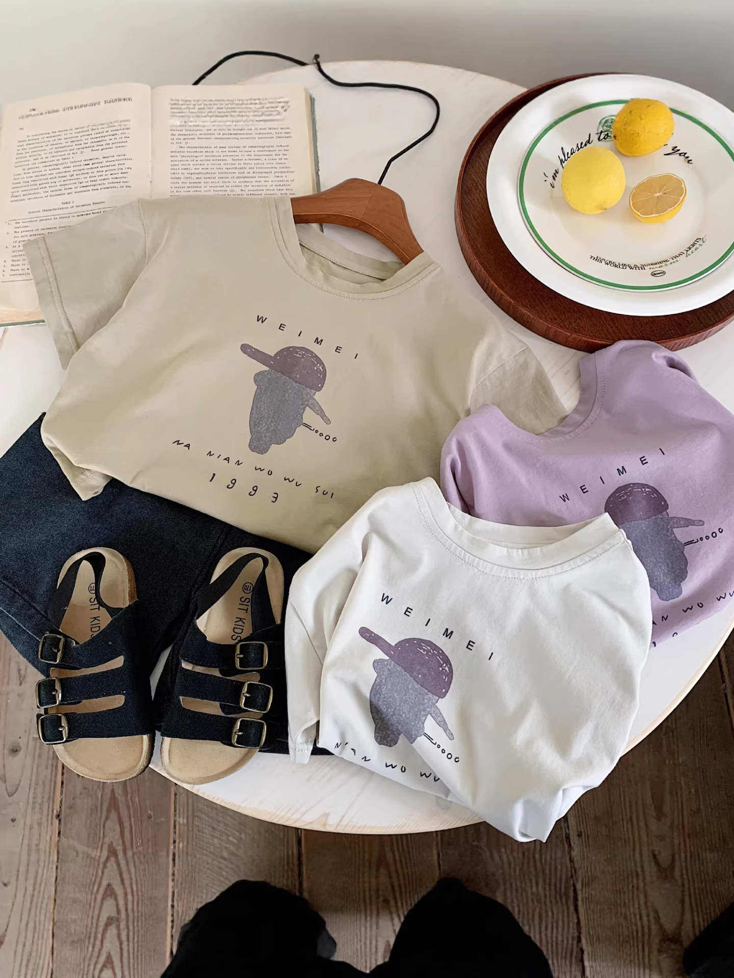 Children's summer cartoon T-shirt with a round collar for boys for…