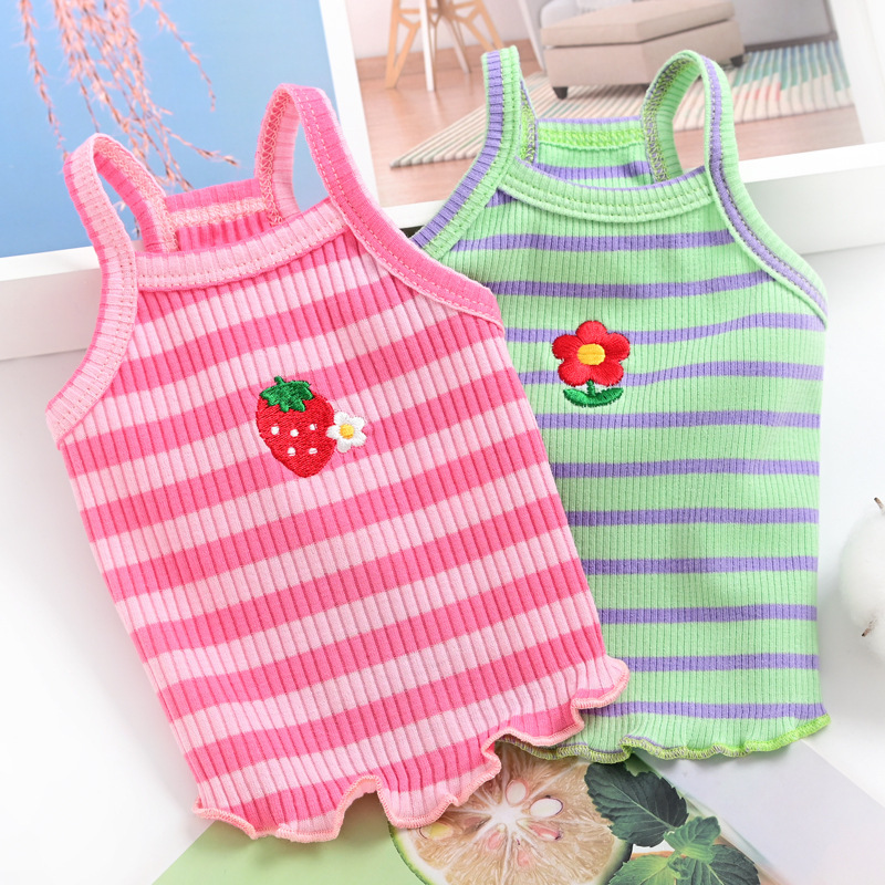 Pet cat dog clothes summer thin small dog bimi bear Teddy spring and summer embroidered cotton vest wholesale
