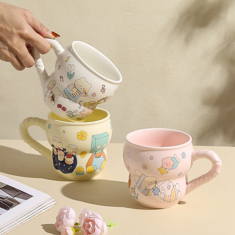 创意可爱单杯卡通兔子马克杯高颜值学生水杯陶瓷杯家用杯子|undefined