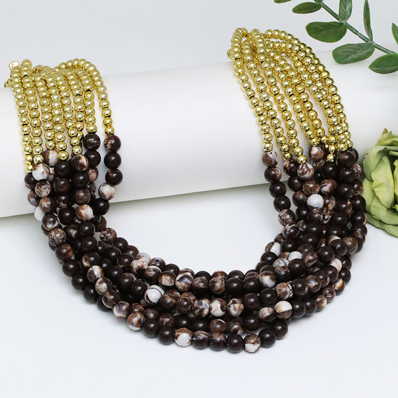 Böhmische Mehrlagige Perlenkette Handgefertigtes Collier Für Damen_voghion.com